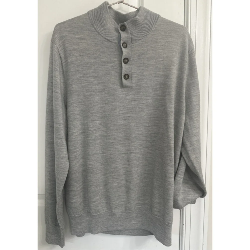 Polo‎ Golf Ralph Lauren Men Size Large Merino Wool Mockneck Sweater Gray *READ*
